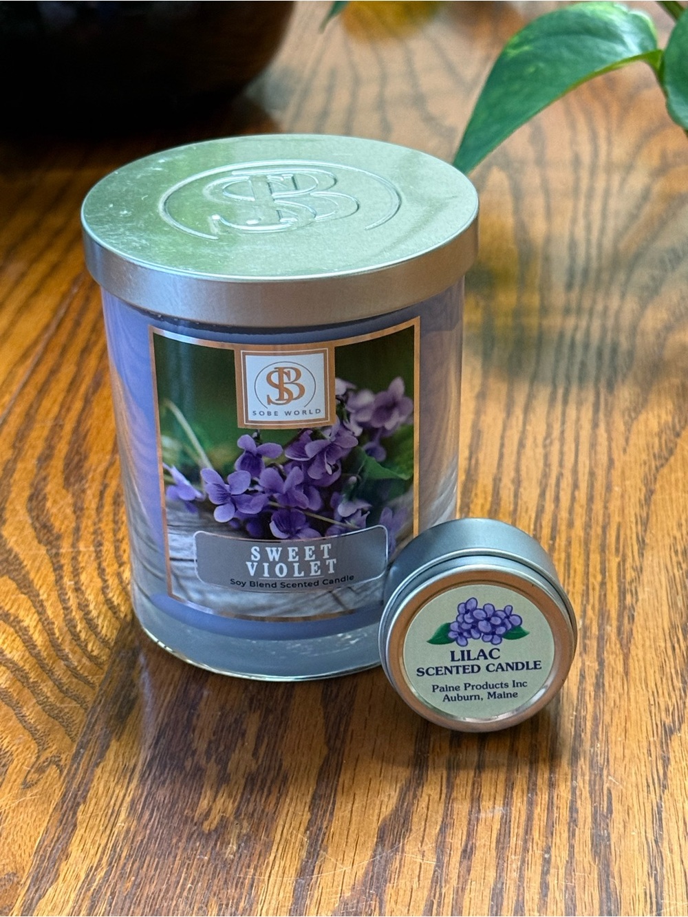 Sobe World Sweet Violet & Lilac Scented Candles Purple Set of 2 New